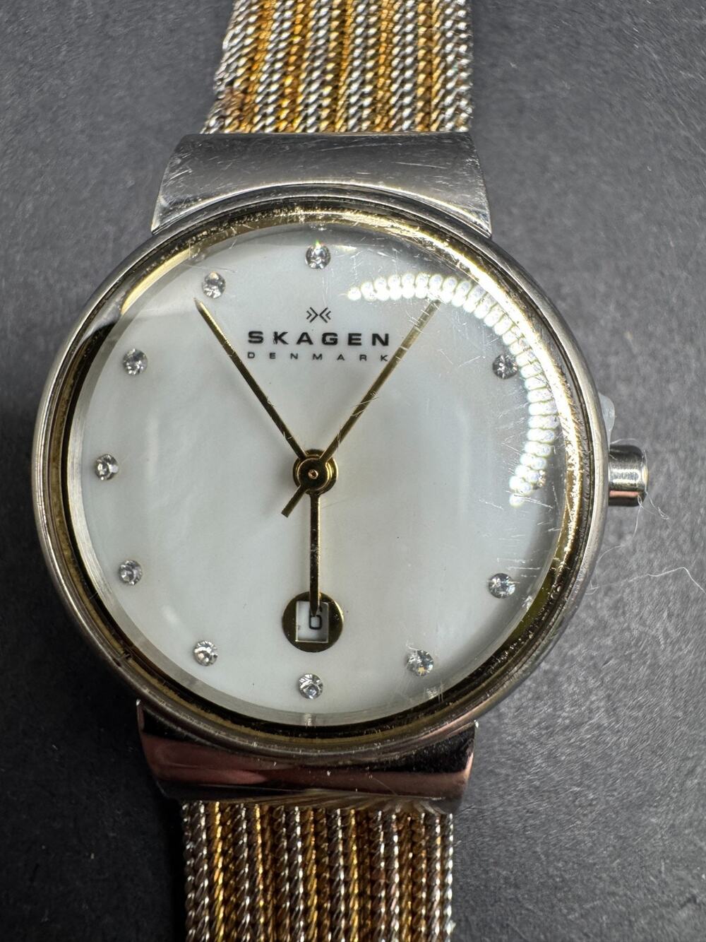 Skagen 355SSGS Ancher Mother of Pearl Dial Two Tone Stainless Women's Watch